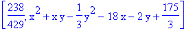[238/429, x^2+x*y-1/3*y^2-18*x-2*y+175/3]